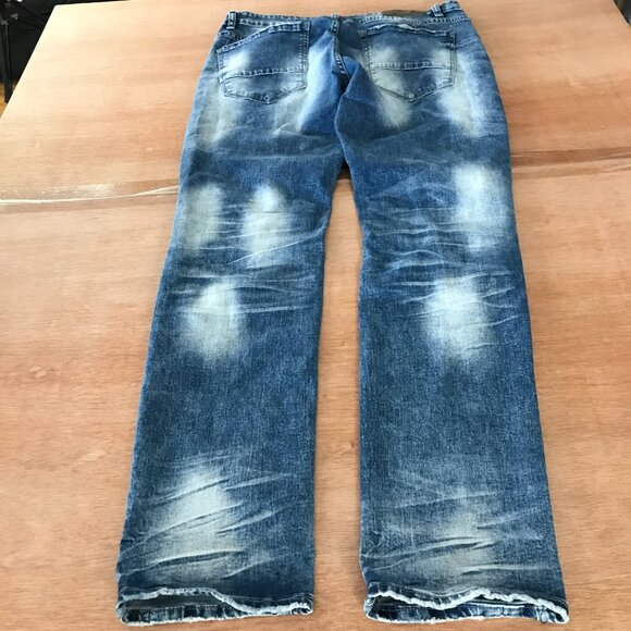 Jordan Craig Sean Legacy Edition Jeans Men Blue 34x32 Distressed Destroyed - Picture 2 of 14